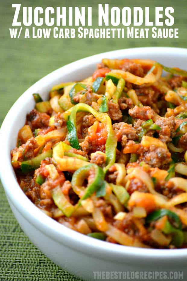 Carbs In Spaghetti Noodles
 Zucchini Zoodles Noodles in a Low Carb Spaghetti Meat Sauce
