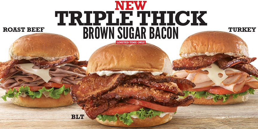 Arbys Brown Sugar Bacon Sandwiches
 July 2017 Arby s New Triple Thick Brown Sugar Bacon