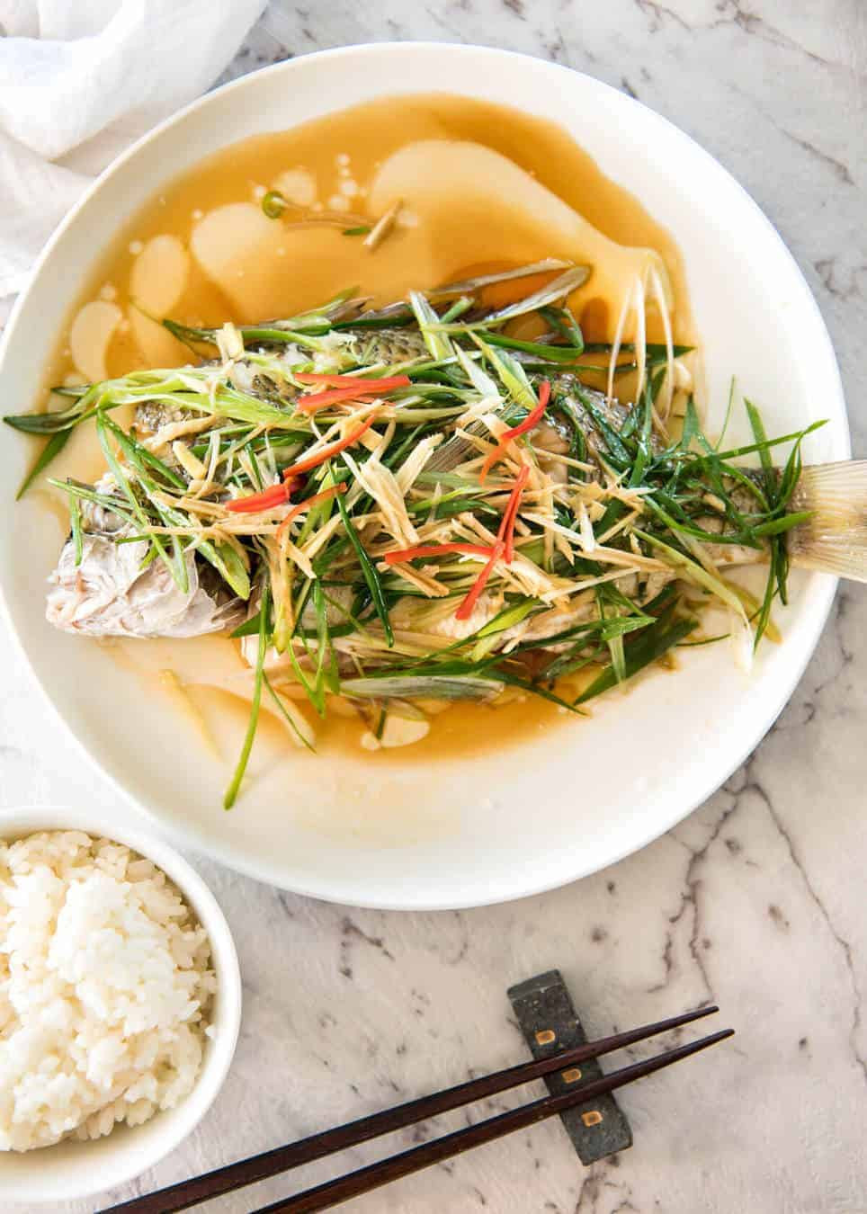 Asian Fish Recipes
 Chinese Steamed Fish with Ginger Shallot Sauce