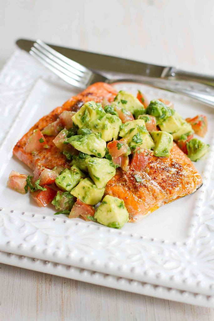 Avocado Dinner Recipes
 Roasted Salmon with Avocado Salsa Healthy Dinner in 15