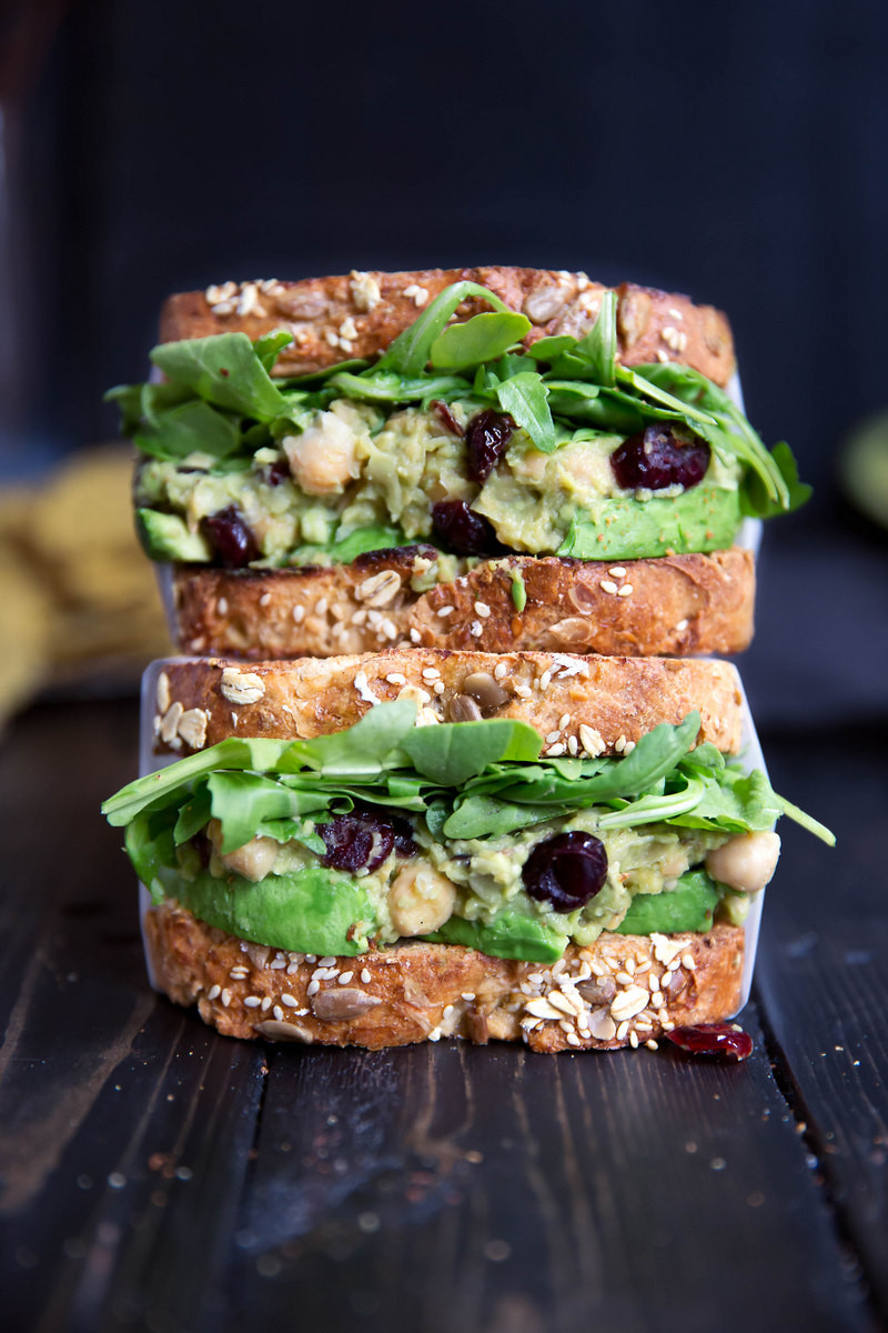 Avocado Sandwich Recipes
 Smashed Chickpea Avocado Salad Sandwich with Cranberries