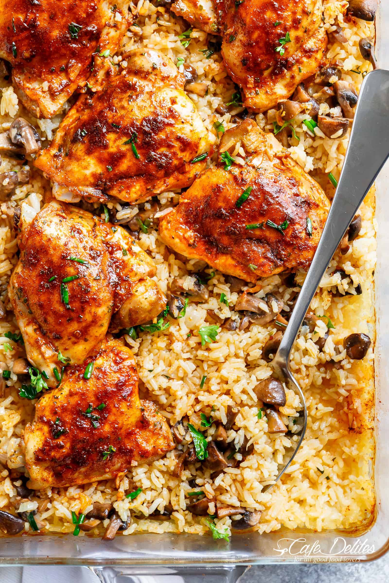 Baked Chicken Mushroom Recipes
 Oven Baked Chicken And Rice Cafe Delites