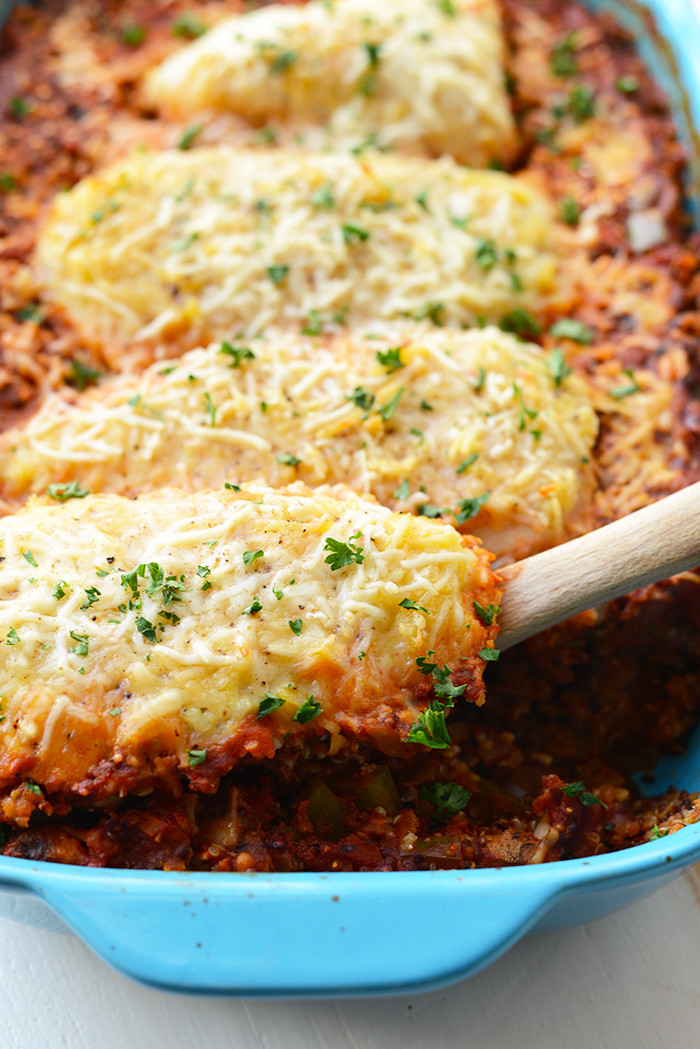 Baked Dinners Ideas
 Healthy Chicken Parmesan Quinoa Bake Fit Foo Finds