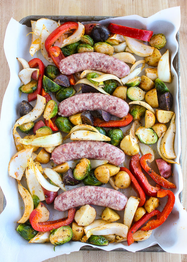 Baked Dinners Ideas
 Sheet Pan Dinner with Bratwurst and Roasted Ve ables