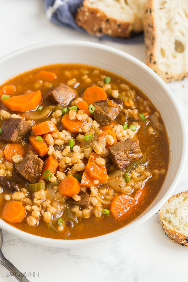 Barley Beef Soup
 Beef and Barley Soup meal prep freezer friendly The