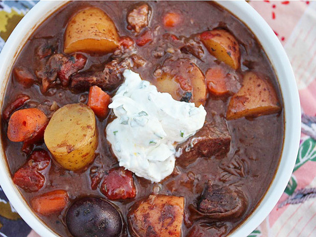 Beef Stew With Wine
 Beef Stew With Red Wine and Horseradish Chive Cream Recipe