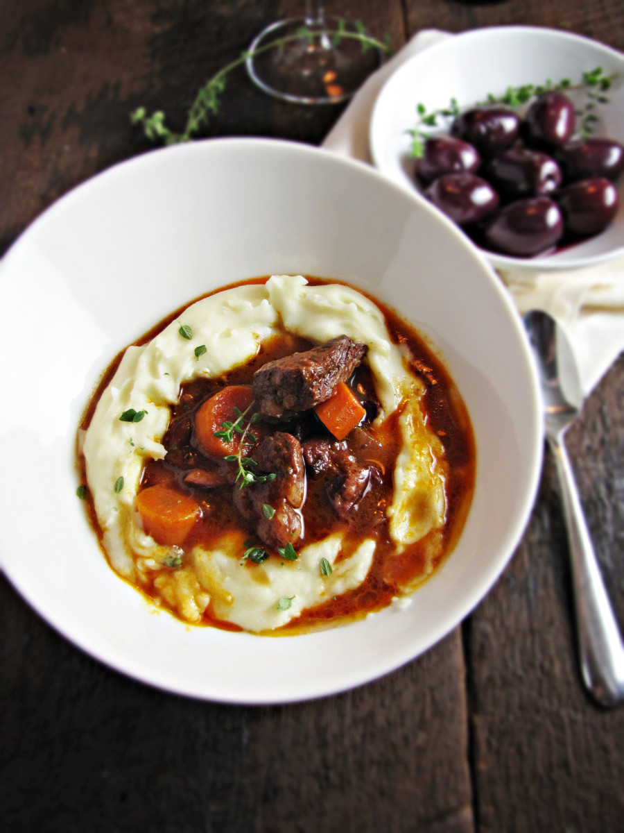 Beef Stew With Wine
 French Beef Stew with Red Wine Garlic Mashed Potatoes