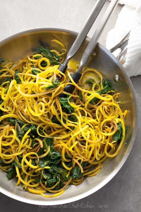 Beet Noodles Recipe
 Golden Beet Noodles with Beet Greens and Cilantro Tahini
