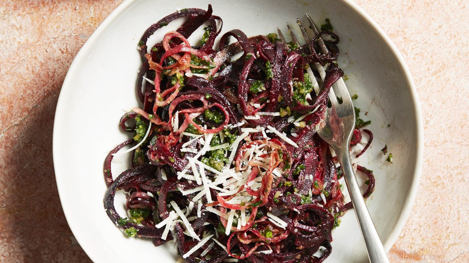 Beet Noodles Recipe
 Beet Noodles with Parsley Pesto and Parmesan