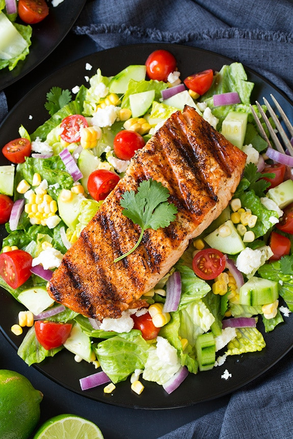 Best Salmon Salad Recipe
 Mexican Grilled Salmon Salad with Avocado Ranch