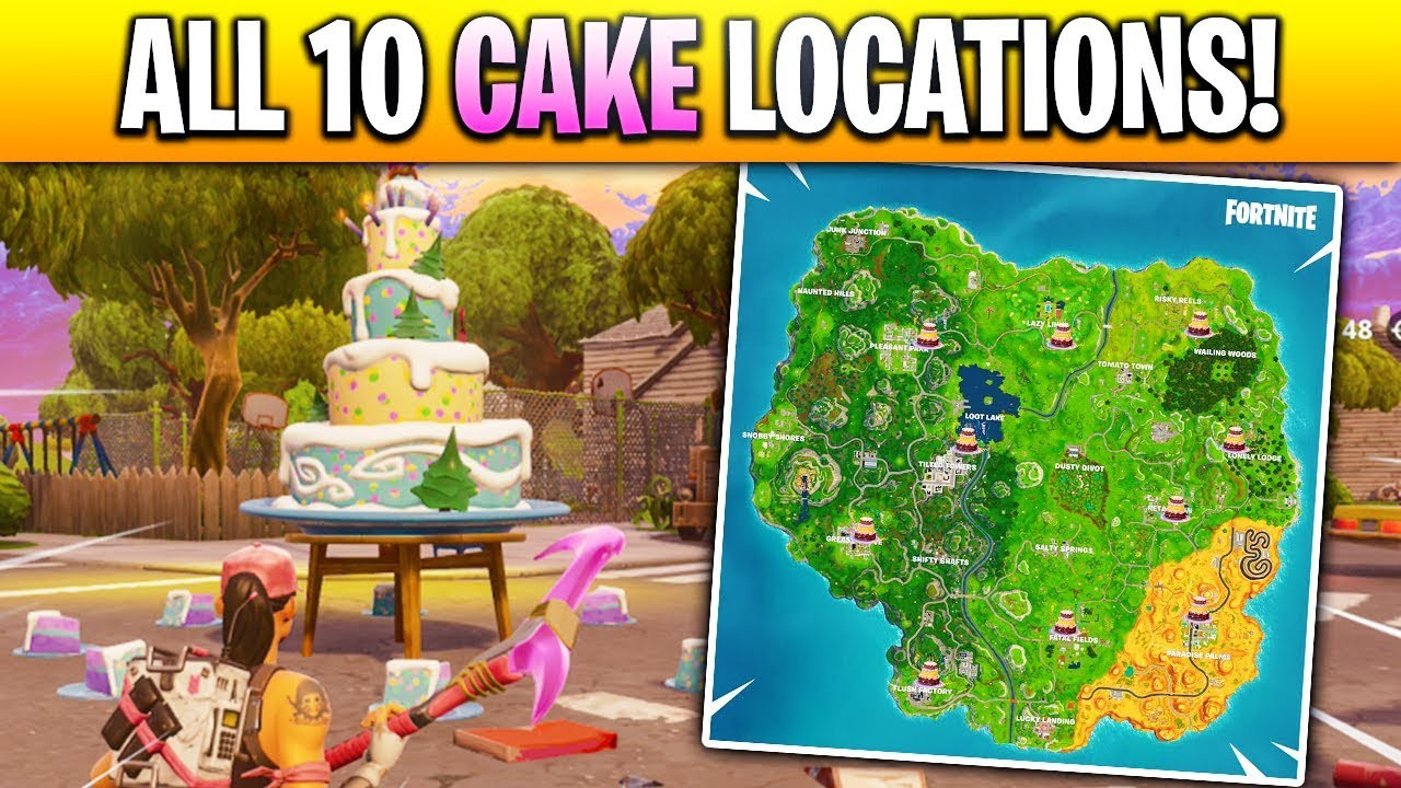Birthday Cake Locations In Fortnite
 "Dance in Front of different Birthday Cakes" LOCATIONS in