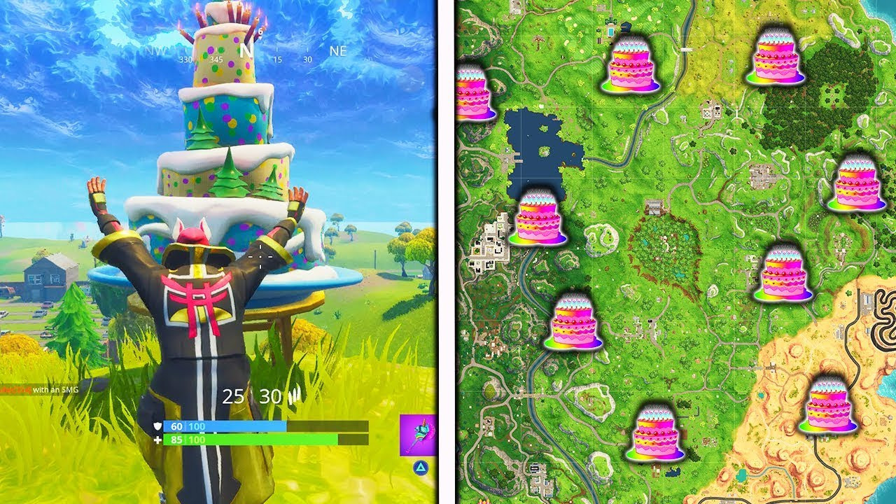 Birthday Cake Locations In Fortnite
 "Dance in front of different Birthday Cakes" Locations