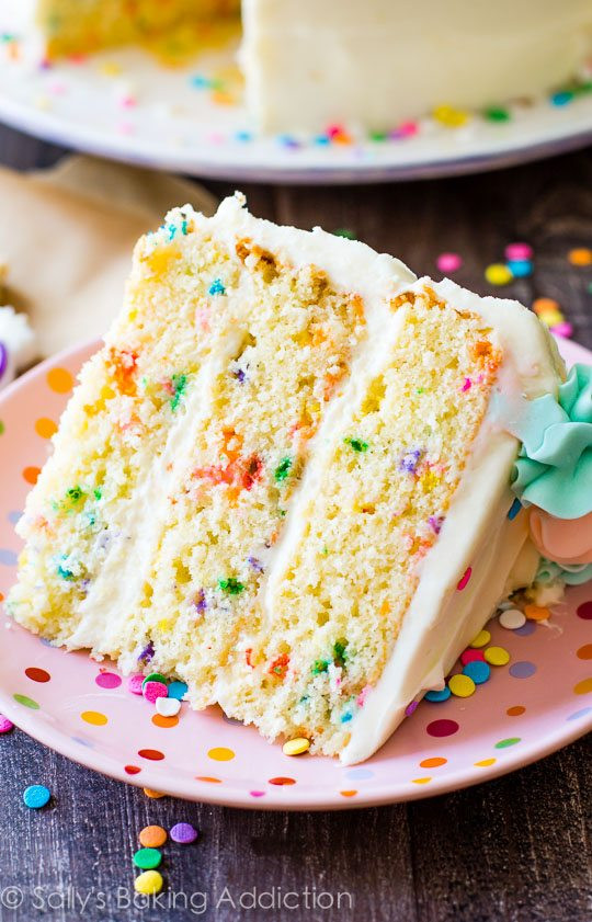 Birthday Cake Recipes From Scratch
 Funfetti Layer Cake Sallys Baking Addiction