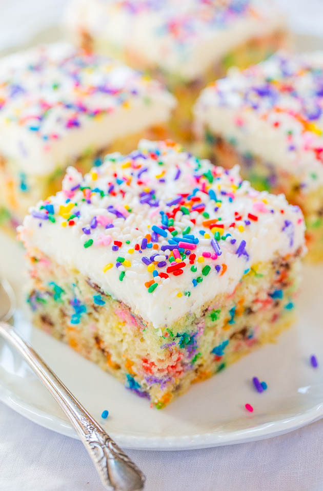 Birthday Cake Recipes From Scratch
 Funfetti Cake with Funfetti Frosting aka Confetti Cake