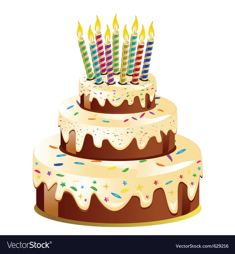Birthday Cake Vector
 Birthday cake and candle Royalty Free Vector Image