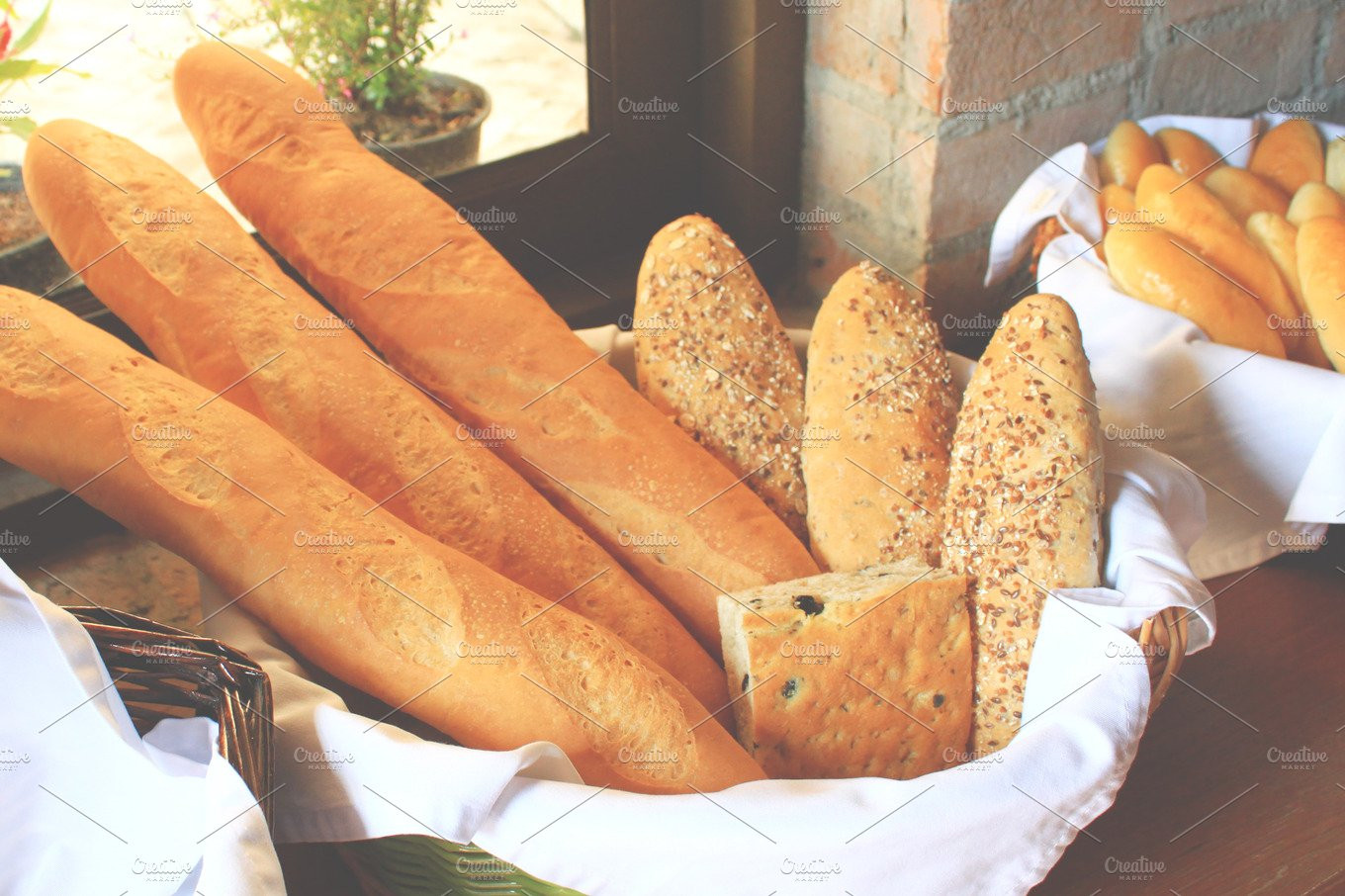 Bread In Italian
 Loaves of Italian bread in basket Food & Drink s
