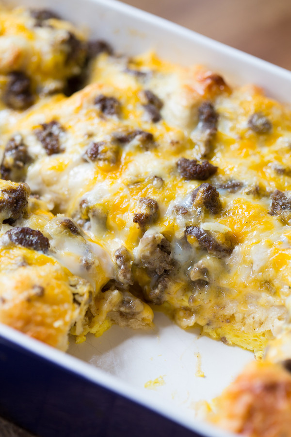 Breakfast Biscuit Casserole
 Sausage Egg and Cheese Biscuit Breakfast Casserole