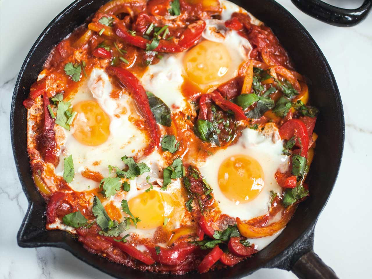 Breakfast Food Recipes
 Shakshuka – eggs poached in tomatoes Saga