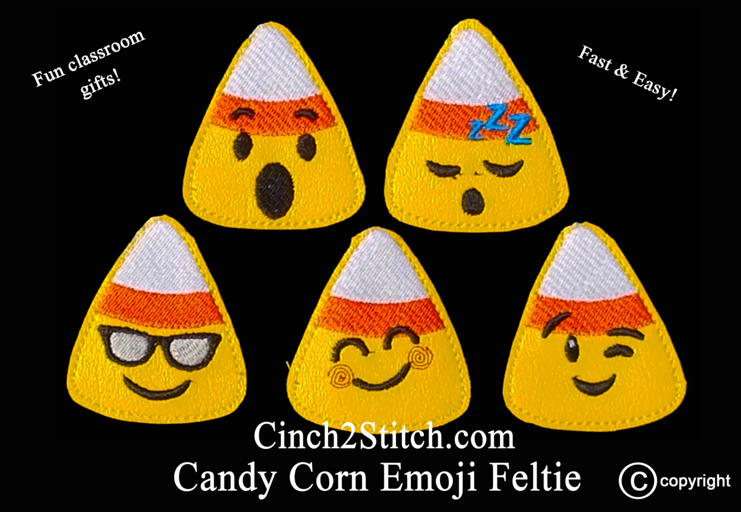 Candy Corn Emoji
 Halloween Candy Corn Emoji Feltie Slider In The Hoop