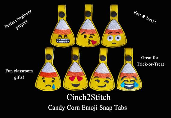 Candy Corn Emoji
 Halloween Candy Corn Emoji Snap Tab Key Fob Trick or Treat