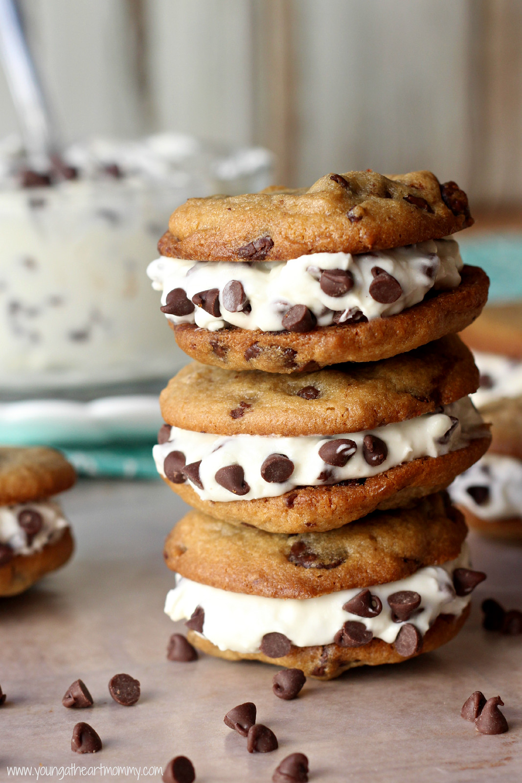 Cheesecake Cookie Recipe
 Chocolate Chip Cheesecake Cookie Sandwiches Young At