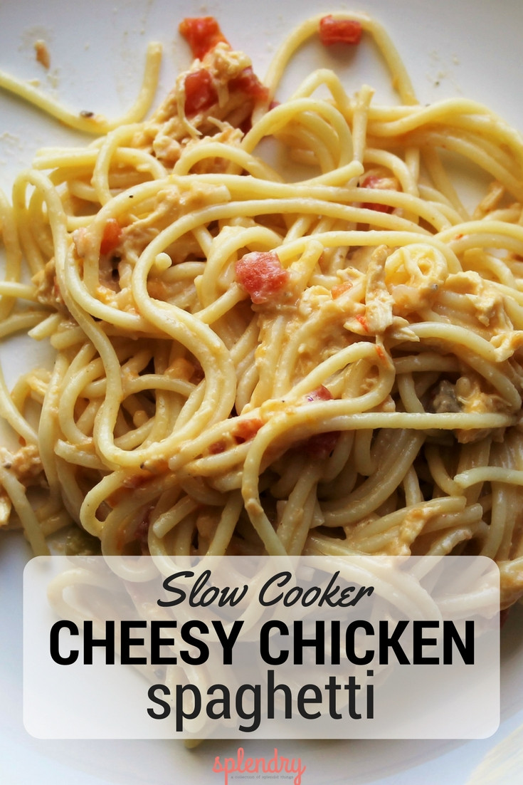 Cheesy Chicken Spaghetti
 Slow Cooker Cheesy Chicken Spaghetti Splendry