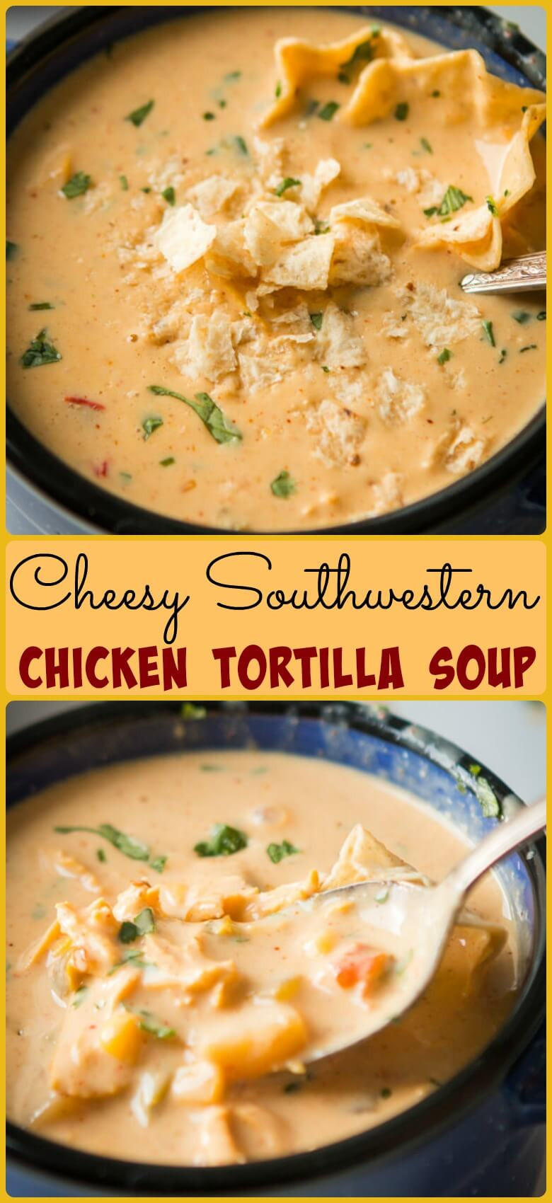 Cheesy Chicken Tortilla Soup
 Cheesy Southwestern Chicken Tortilla Soup [ Video] Oh
