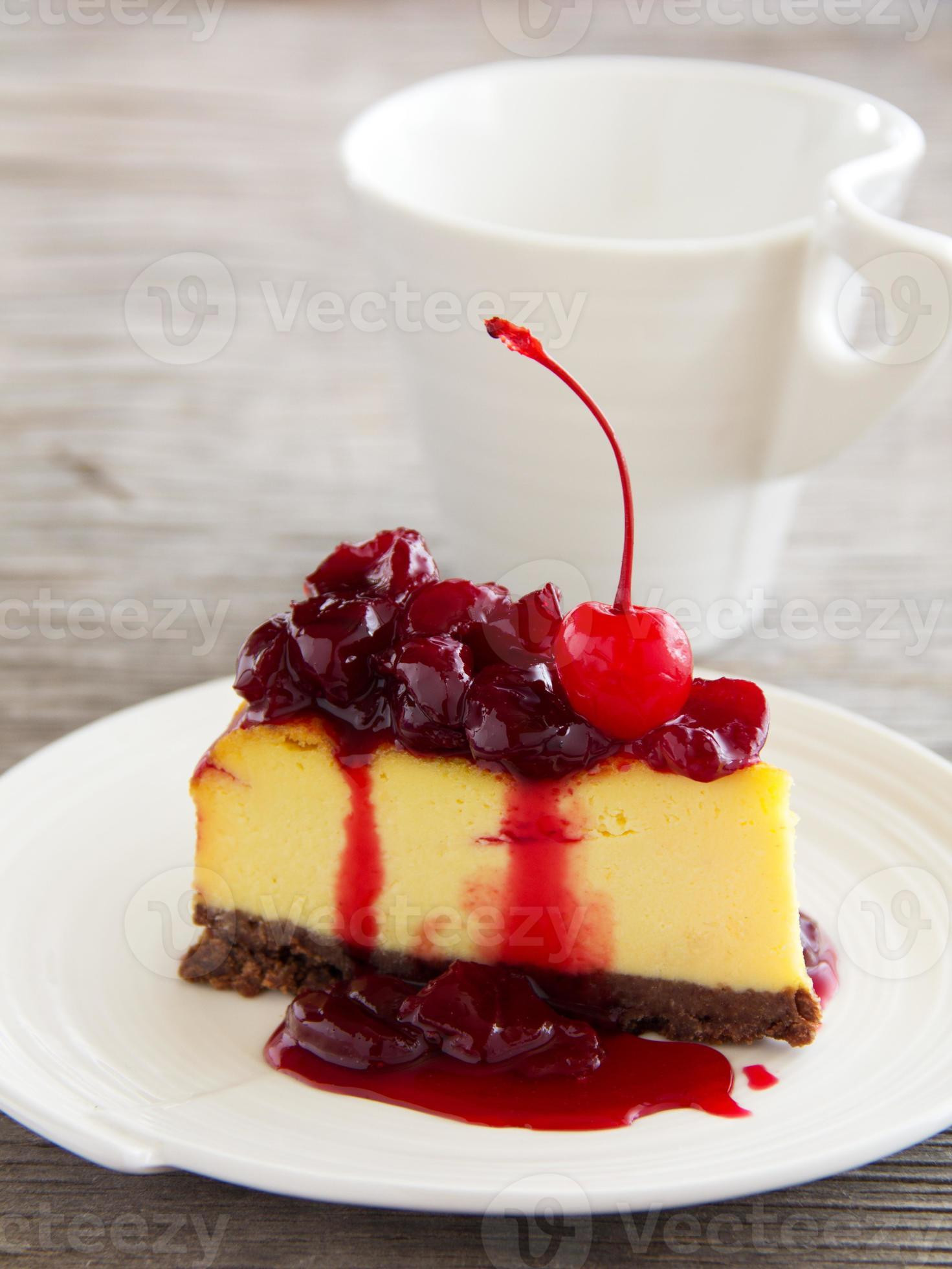 Cherry Sauce For Cheese Cake
 slice of cheesecake with cherry sauce Stock