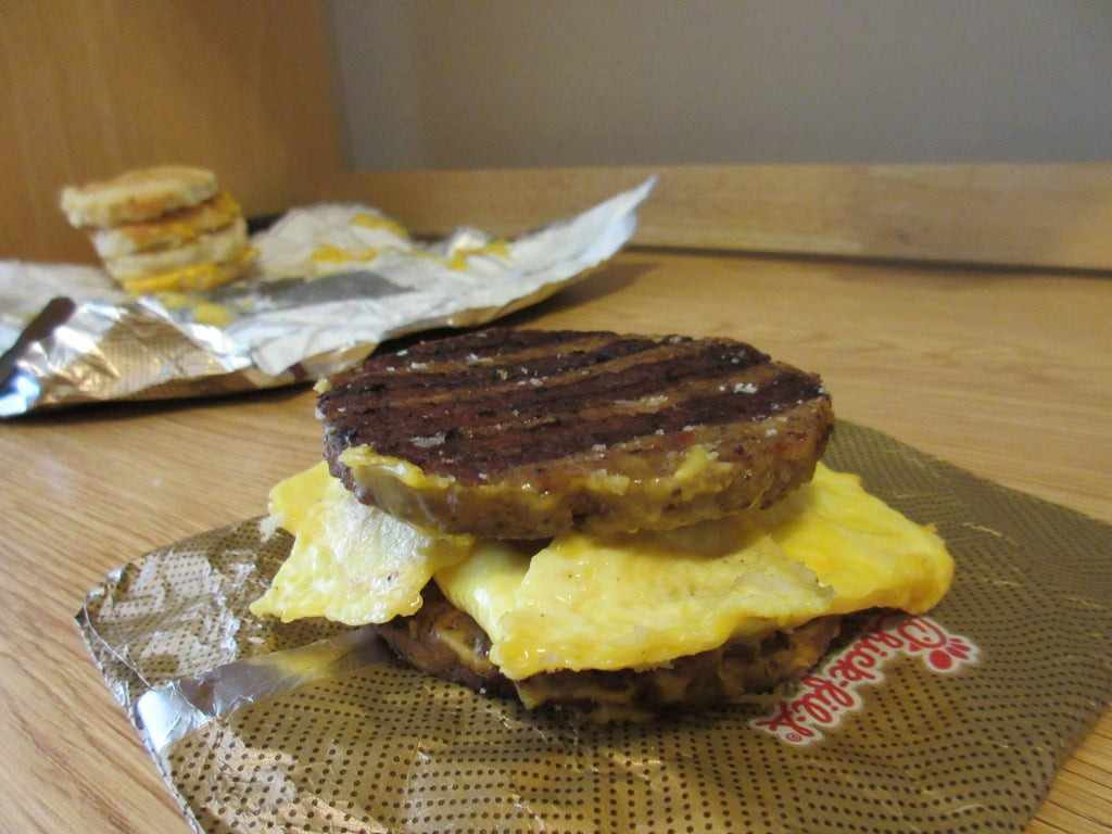 Chick-Fil-A Sausage, Egg, &amp; Cheese Biscuit
 Chick Fil A Breakfast Double Down Two Sausage Egg and