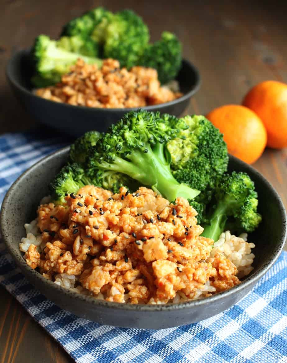 Chicken And Brown Rice Recipes Easy
 Orange Ground Chicken Rice Bowls