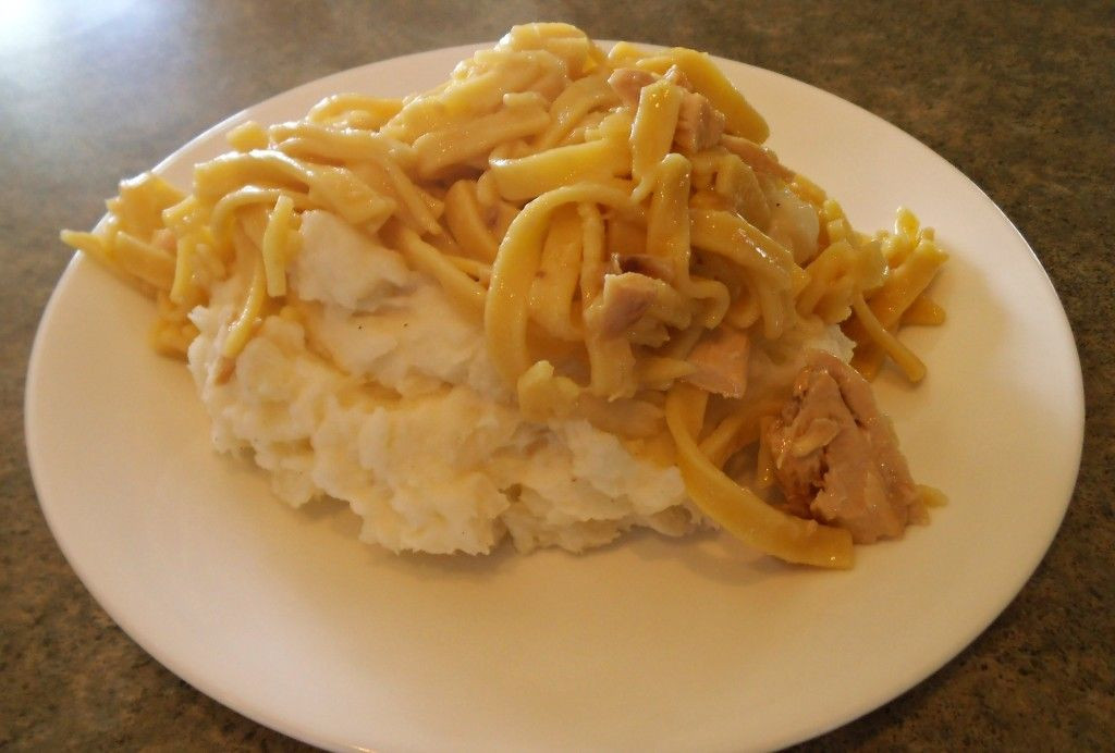 Chicken And Noodles Over Mashed Potatoes
 Amish Chicken and Noodle over mashed potatoes with Jan