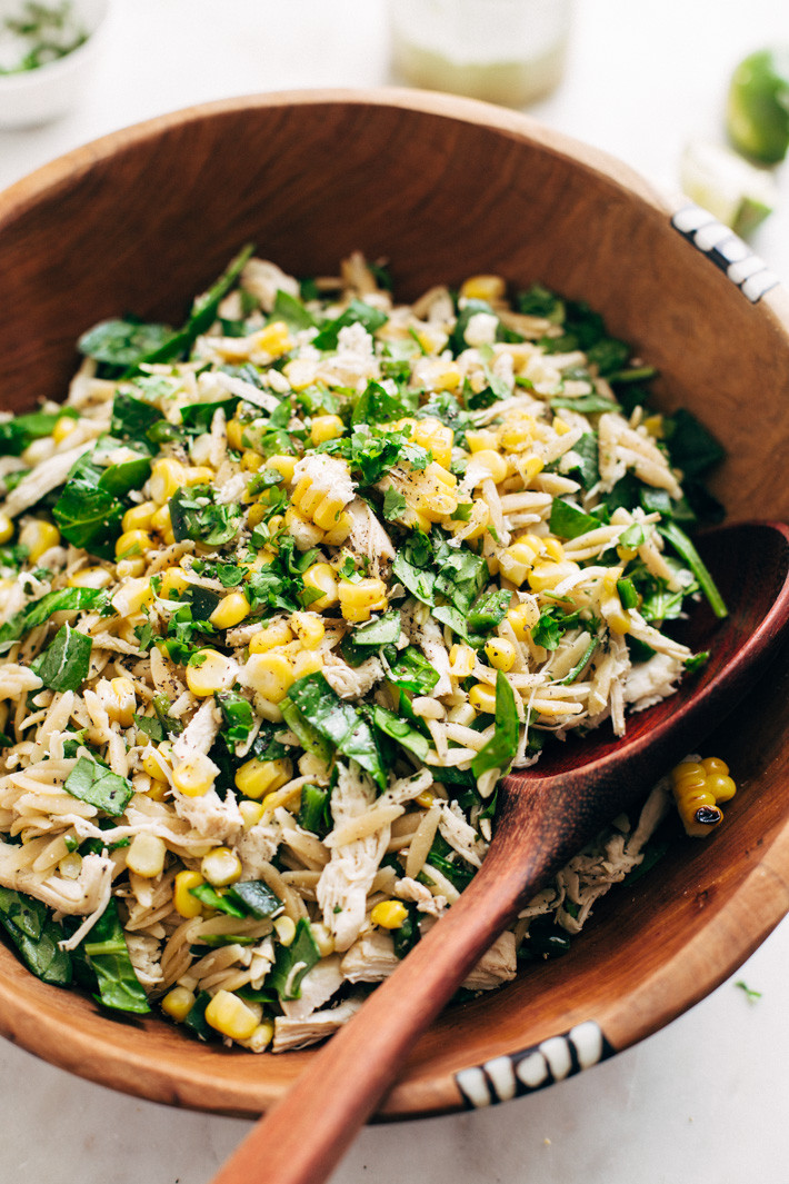 Chicken Orzo Salad
 Roasted Corn Chicken Orzo Salad with Garlic Lime
