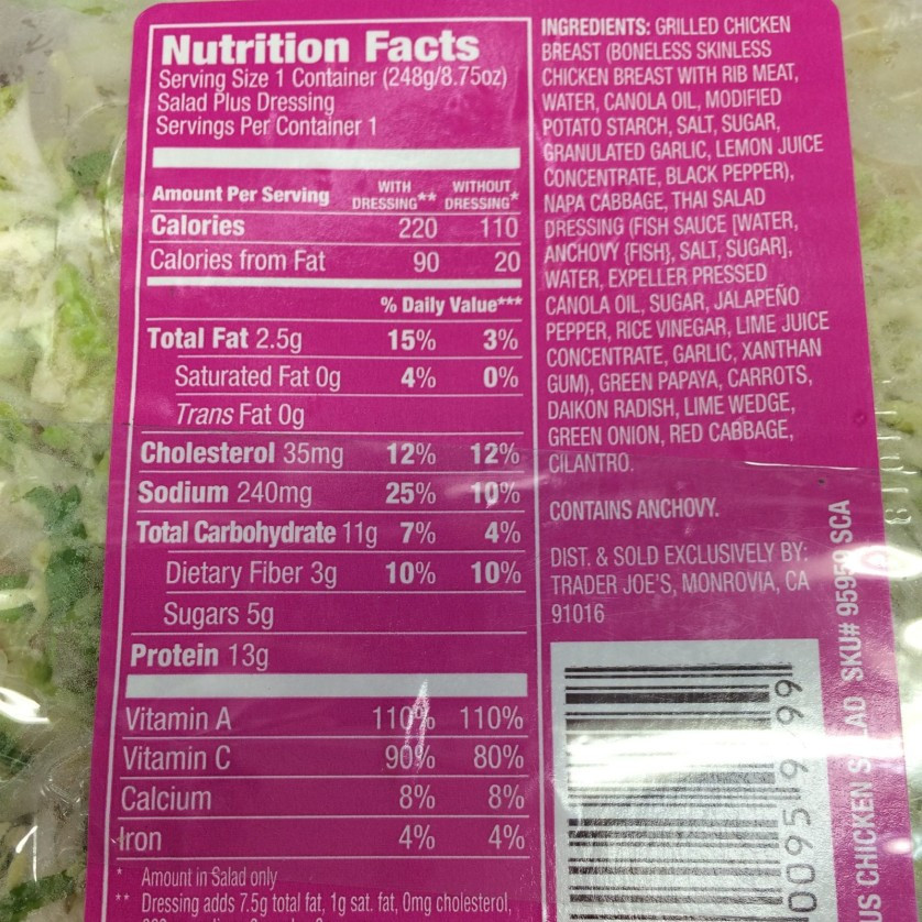 Chicken Salad Nutrition Facts
 Top 7 Trader Joes Salads