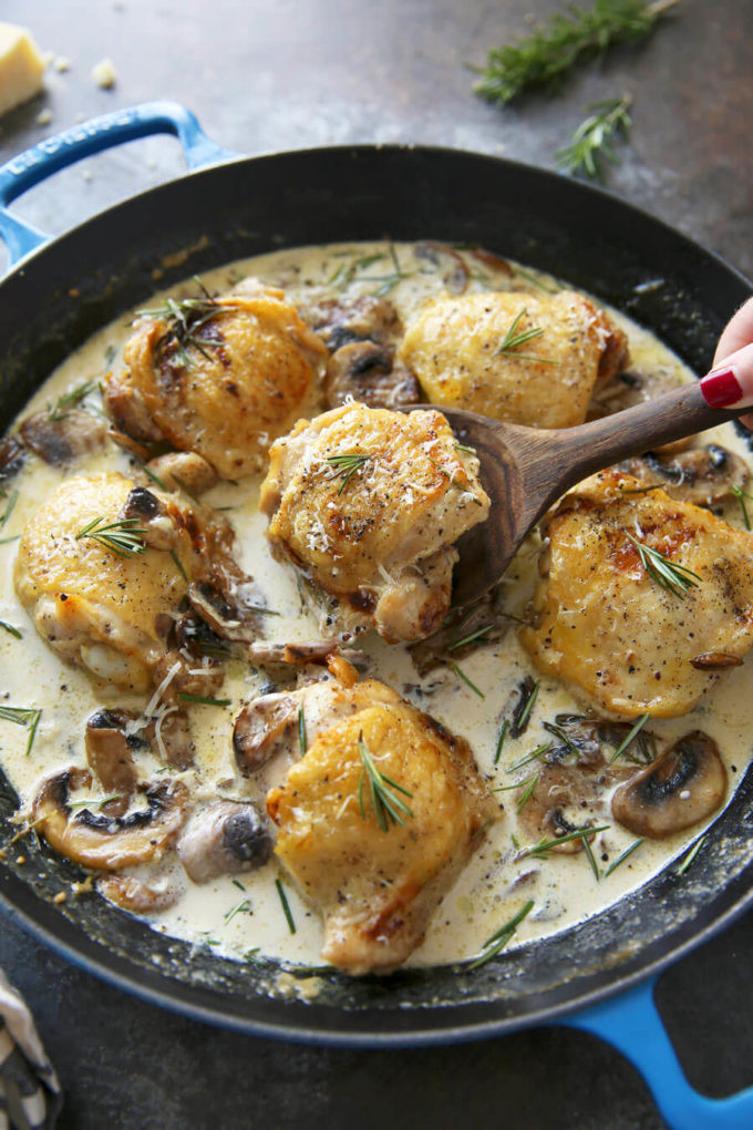 Chicken Thighs With Mushrooms
 Chicken Thighs with Rosemary Mushroom Cream Sauce Eazy