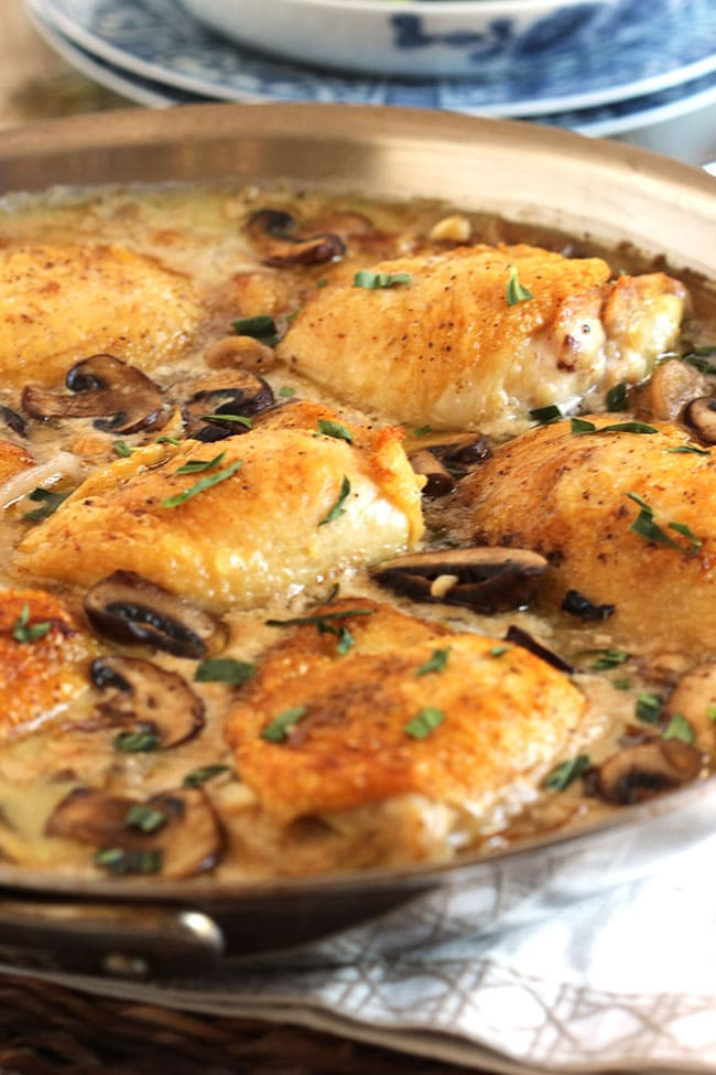 Chicken Thighs With Mushrooms
 Pan Roasted Chicken Thighs with Creamy Mushroom Tarragon