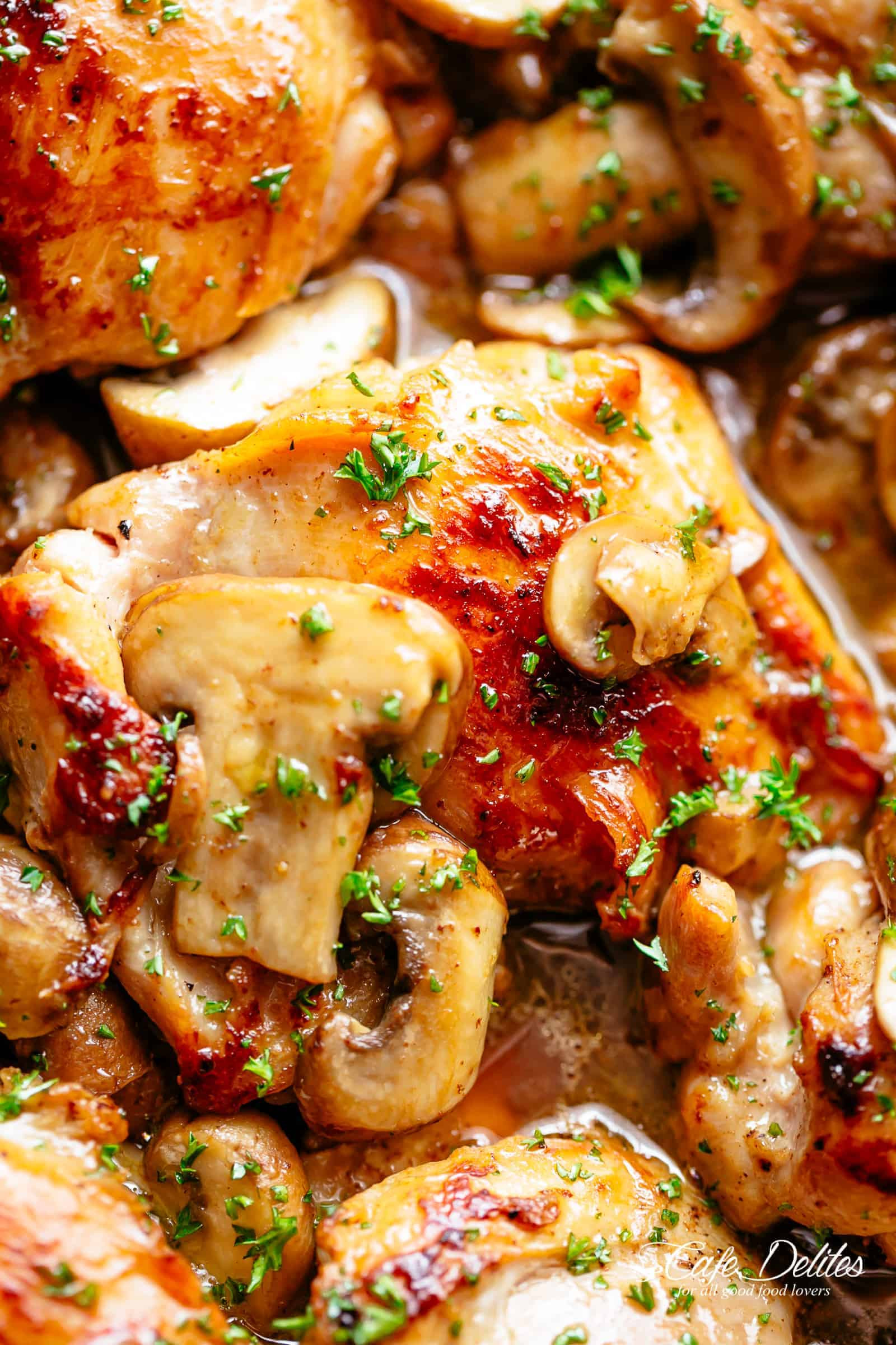 Chicken Thighs with Mushrooms Fresh Garlic Mushroom Chicken Thighs Cafe Delites