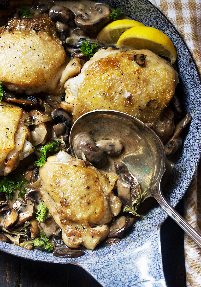 Chicken Thighs With Mushrooms
 Chicken Thighs with Creamy Mushroom Sauce Seasons and
