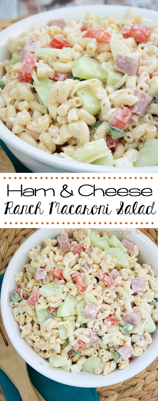 Cold Macaroni Salad With Cheese Cubes
 Ham and Cheese Ranch Macaroni Salad