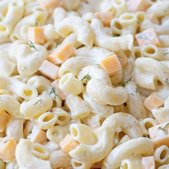 Cold Macaroni Salad With Cheese Cubes
 Creamy Cheddar and Dill Macaroni Salad Recipe