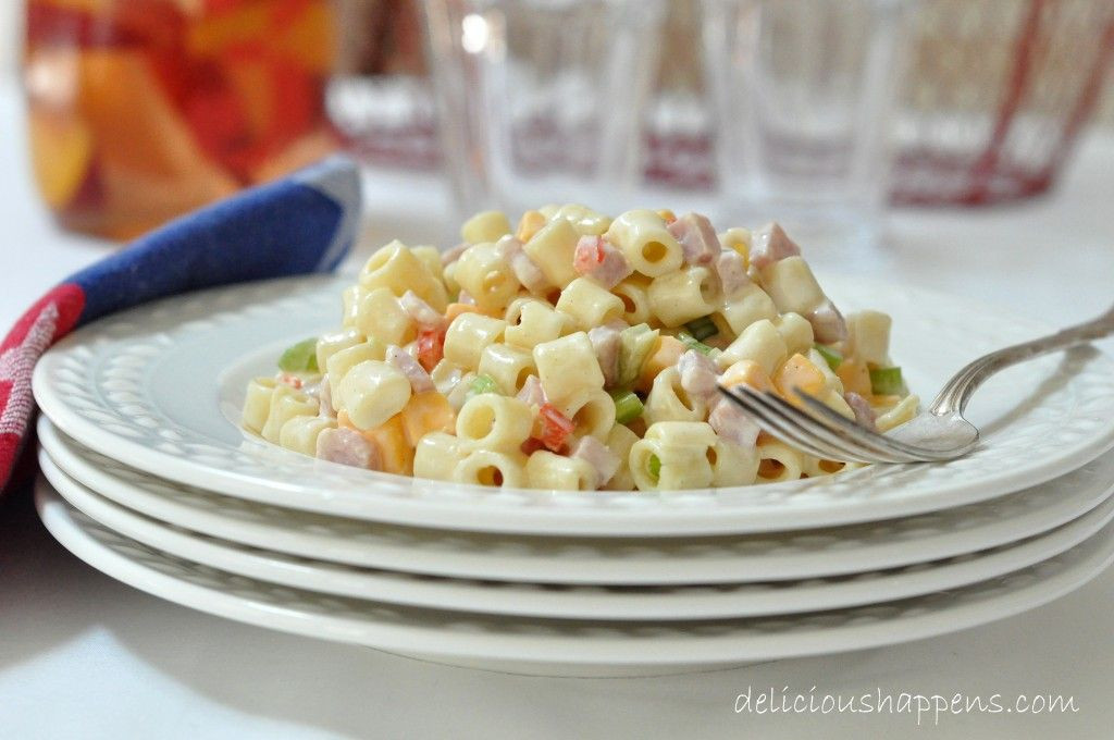 Cold Macaroni Salad With Cheese Cubes
 Macaroni Salad with Ham and Cheese Recipe