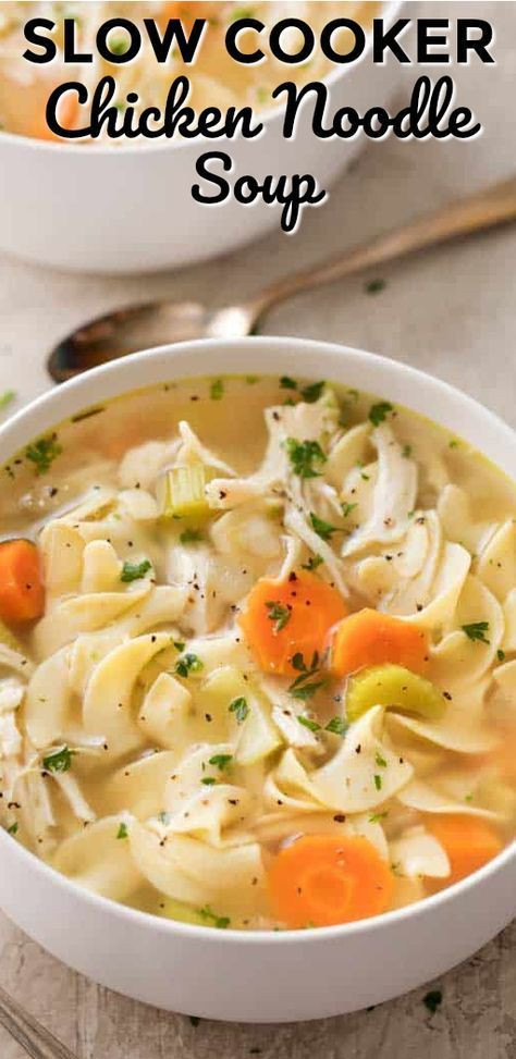 Comforting Chicken &amp; Noodles Crock Pot
 Soul warming and hearty this crockpot chicken noodle soup