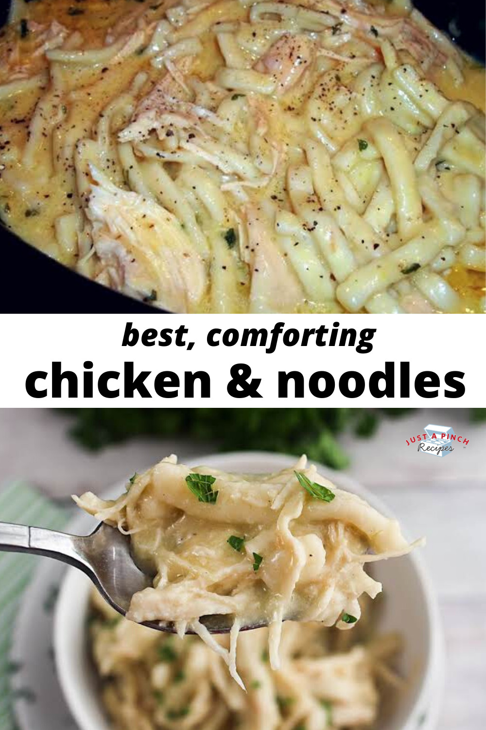 Comforting Chicken &amp; Noodles Crock Pot
 Cassie s forting Chicken & Noodles