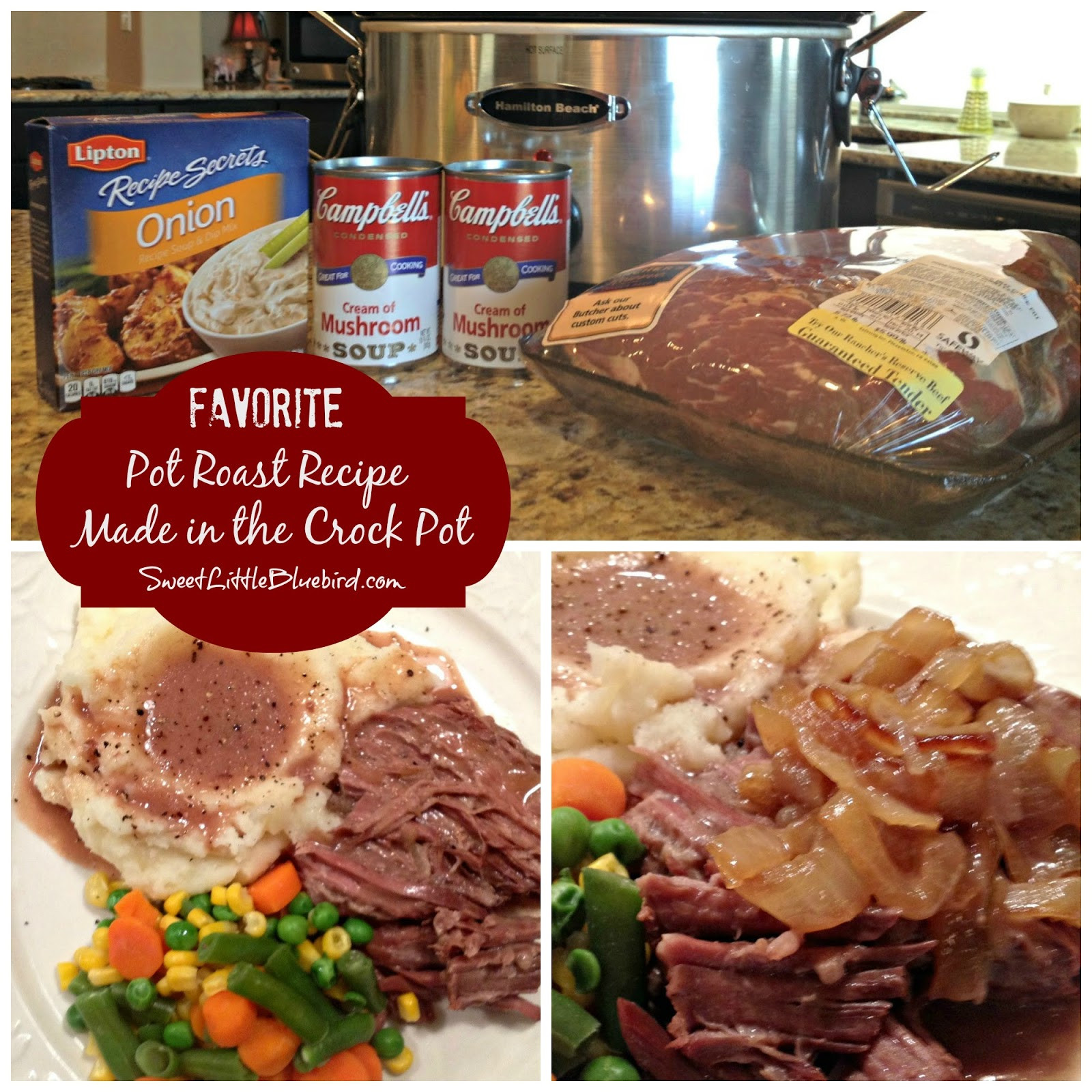 Crock Pot Roast Beef With Onion Soup Mix
 beef roast with lipton onion soup mix and cream of
