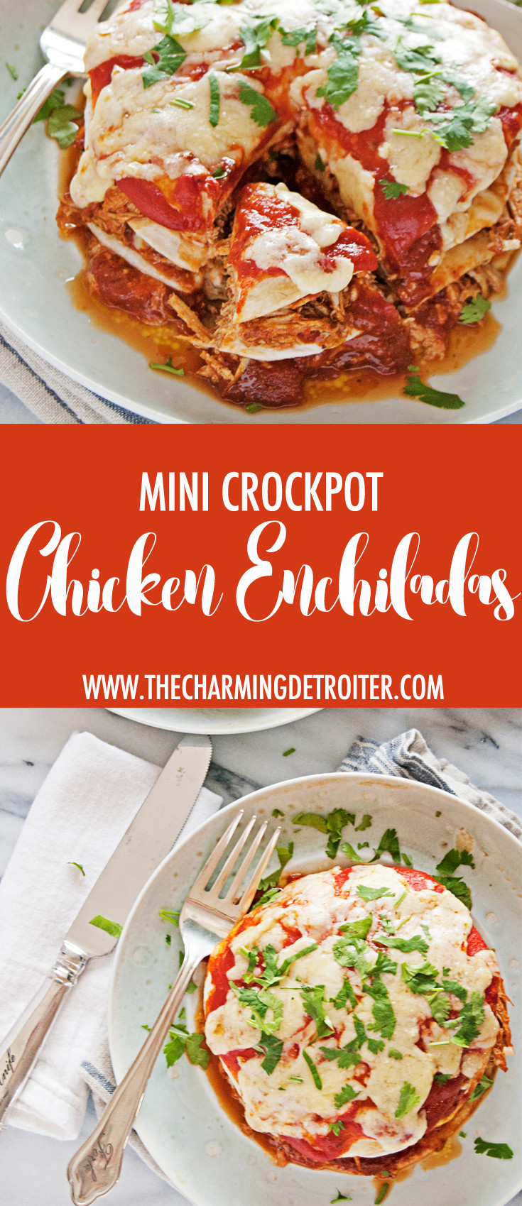Crockpot Chicken Enchiladas
 Mini Crockpot Chicken Enchiladas The Charming Detroiter