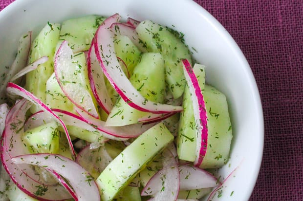Cucumber Red Onion Salad
 Cucumber & Red ion Salad with Dill The Honour System