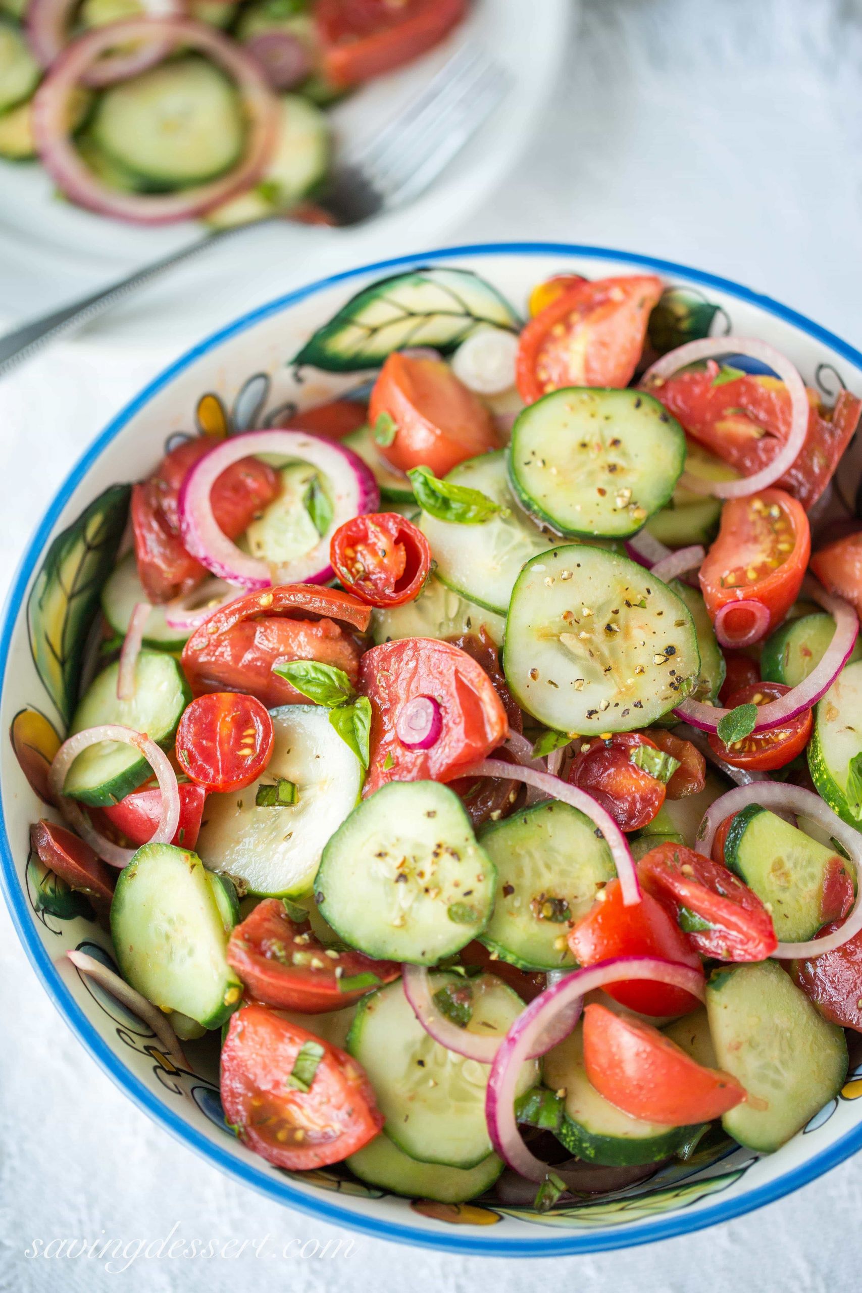 Cucumber Red Onion Salad
 Heirloom Tomato Salad with Cucumbers & ion garden to