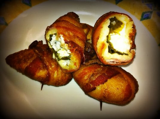 Deep Fried Bacon Wrapped Jalapeno Poppers
 Deep fried bacon wrapped jalapeno poppers