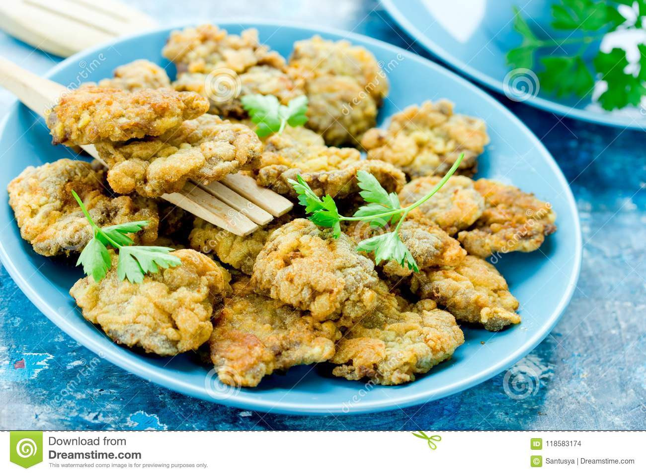 Deep Fried Chicken Livers
 Crispy Deep Fried Chicken Livers Stock Image of