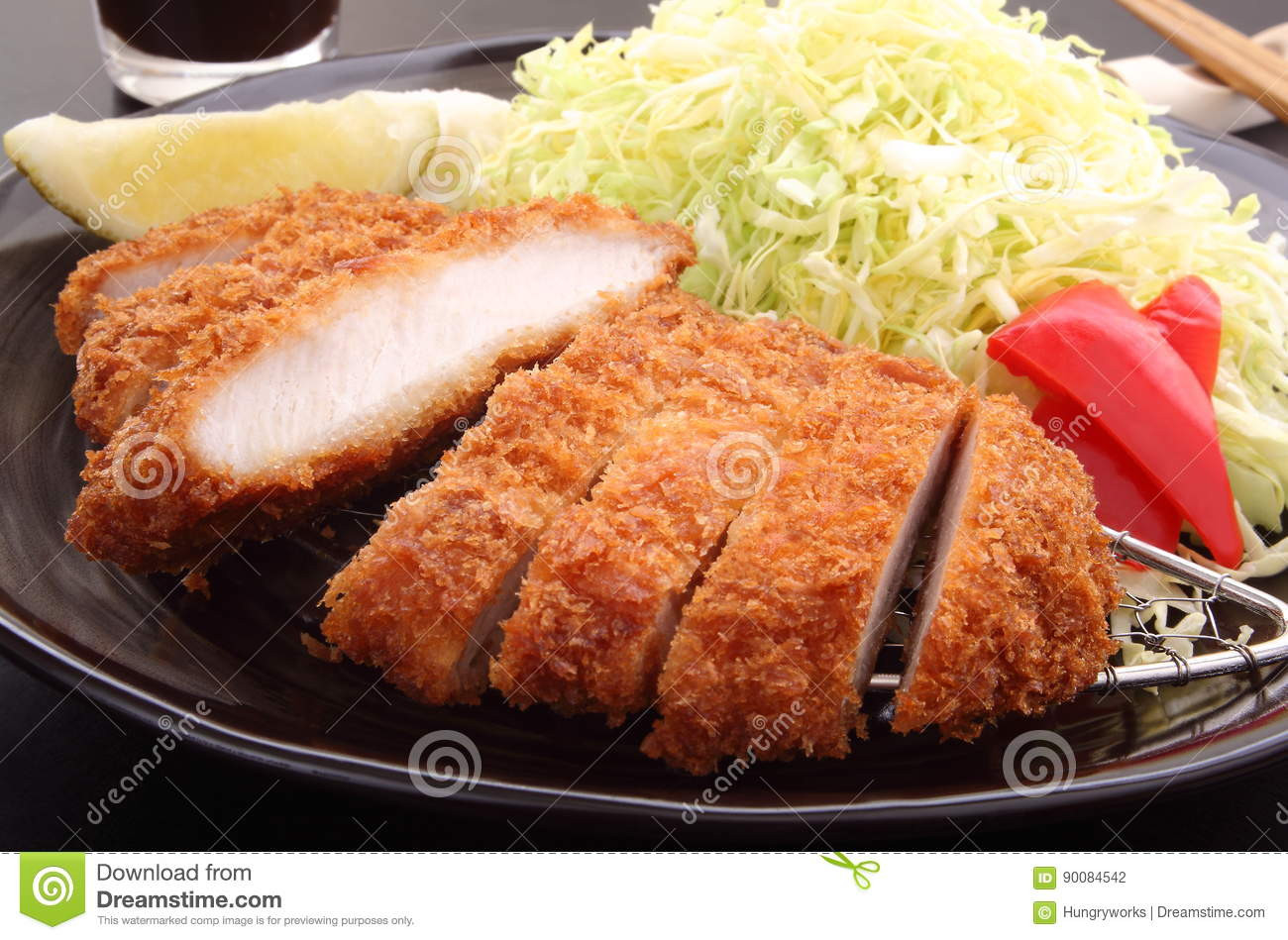 Deep Fried Pork Loin
 Deep Fried Pork Loin Cutlet With Salad And Lemon Japanese