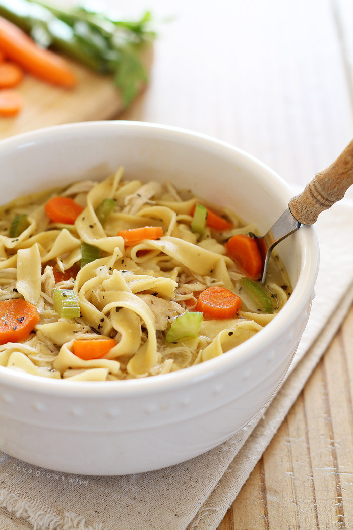 Easy Chicken Noodle Soup Recipe
 Quick and Easy Chicken Noodle Soup Love Grows Wild